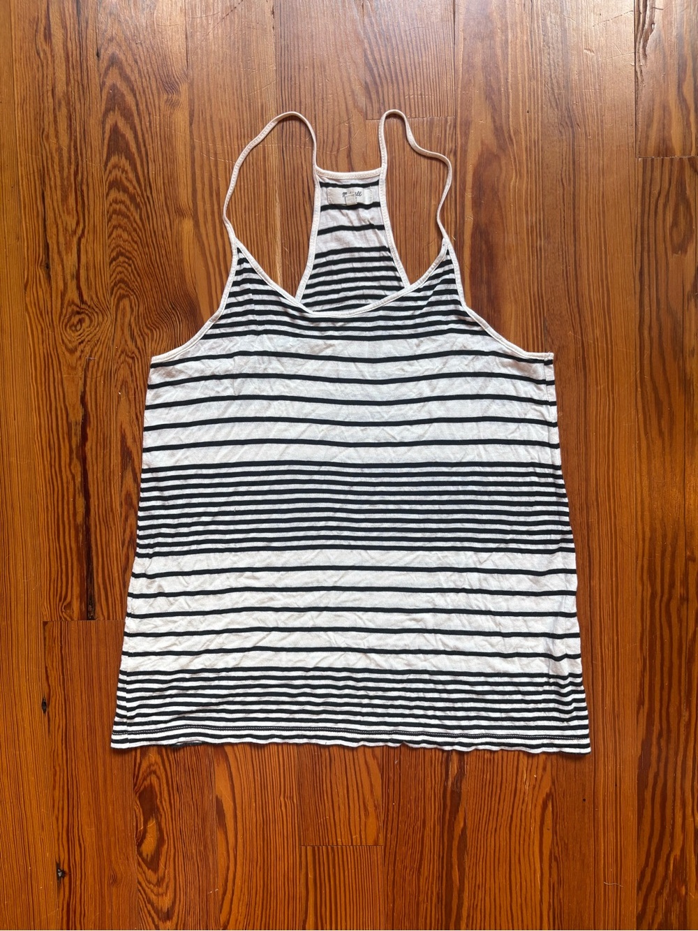 Madewell Black and White Striped Racerback Tank Top
